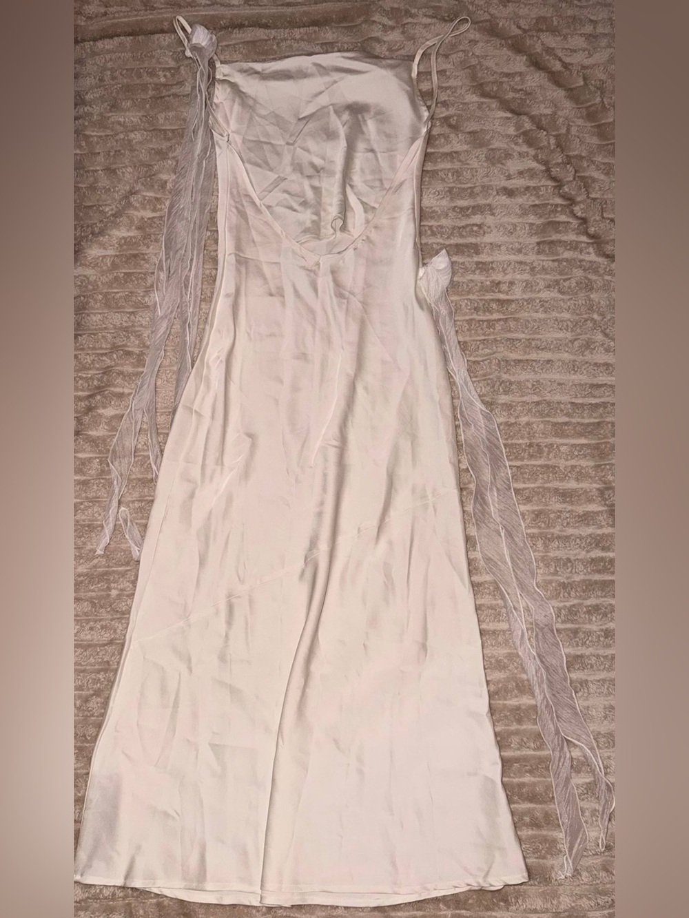 Women’s White Slip Dress with Sheer Tie Details